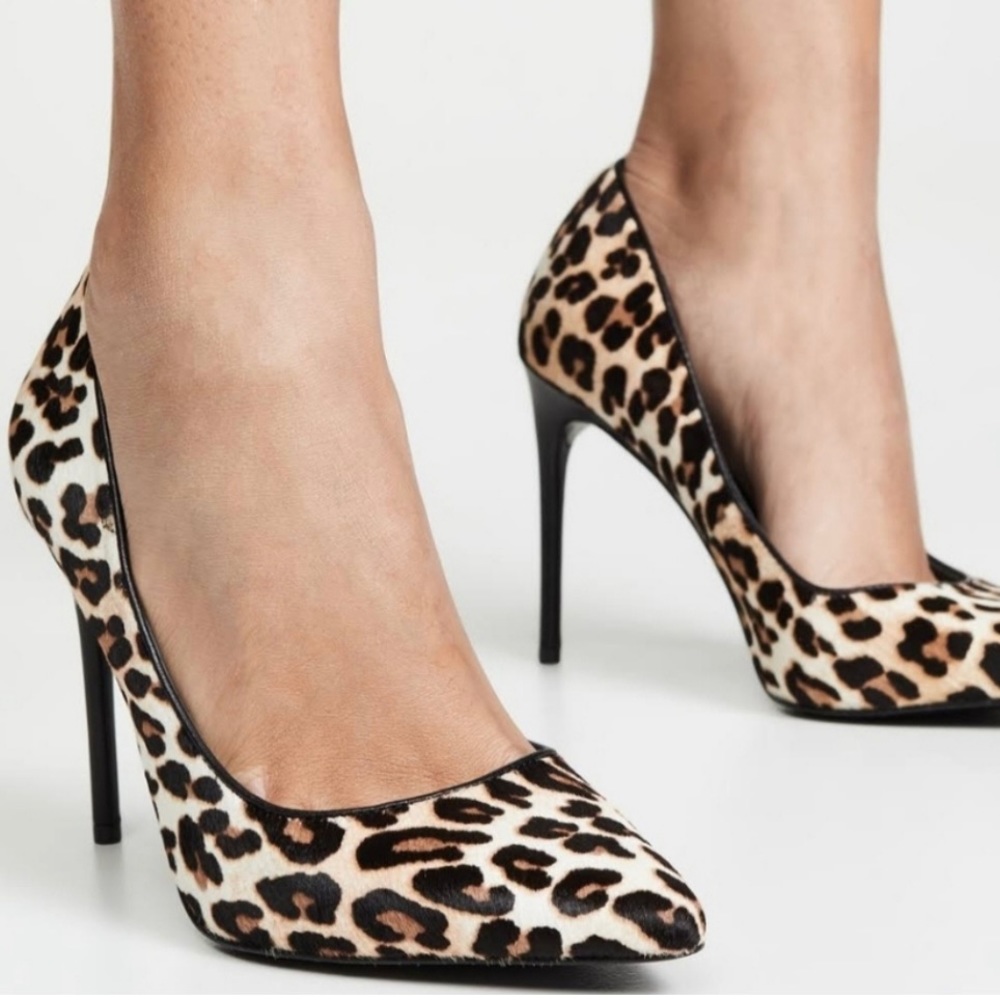 Alice + Olivia Revolve Creda Stiletto Heel In Leopard Print Leather & Calf Hair